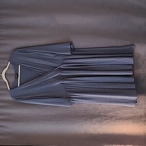 Torrid Blue Faux Wrap 3/4 sleeve Sruplice Neckline Elastic Waist Dress, 4